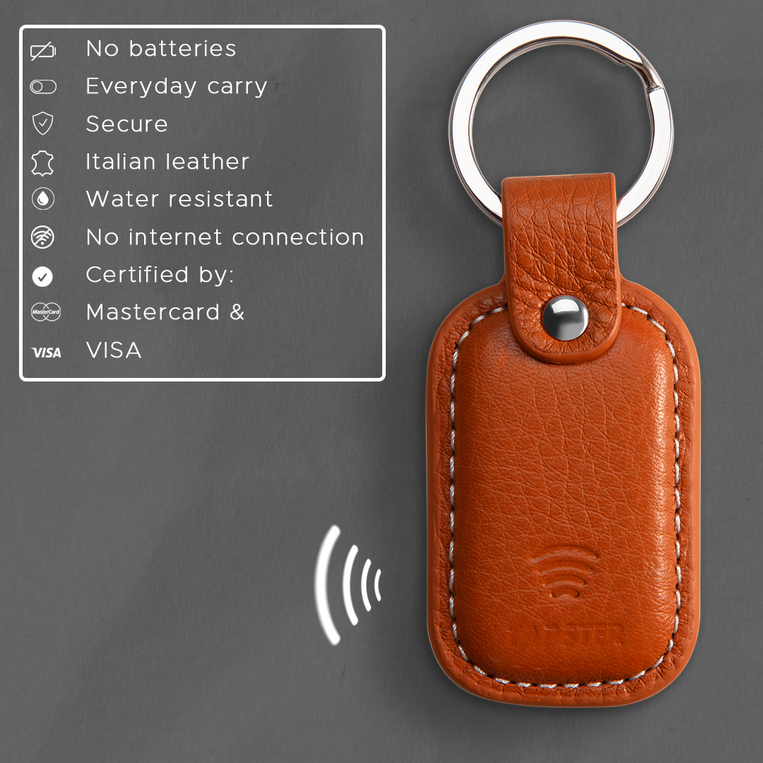 Brown Leather Keyring | Premium NFC Contactless Keychain – TAPSTER